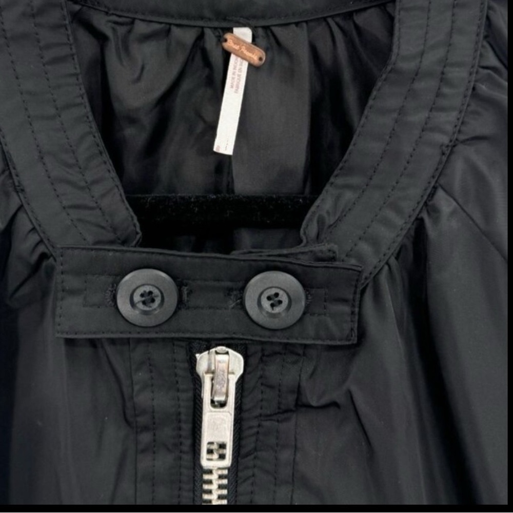 FREE PEOPLE Black Midnight Satin Full Zip Oversized Bomber Jacket L - Picture 7 of 16